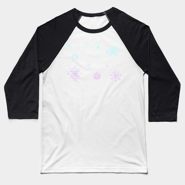 Pastel Purple Blue Ombre Faux Glitter Snowflakes Baseball T-Shirt by Felicity-K